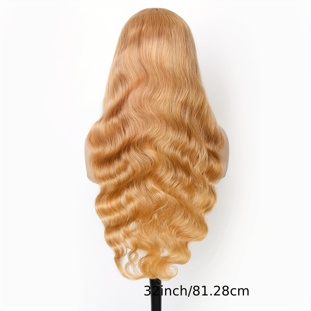 13x6 Honey Blonde Wig Human Hair 180% Density Peruvian Transparent Lace Frontal Wigs Human Hair Pre Plucked With Baby Hair 20-34 Inch Body Wave Wig 27# Colored
